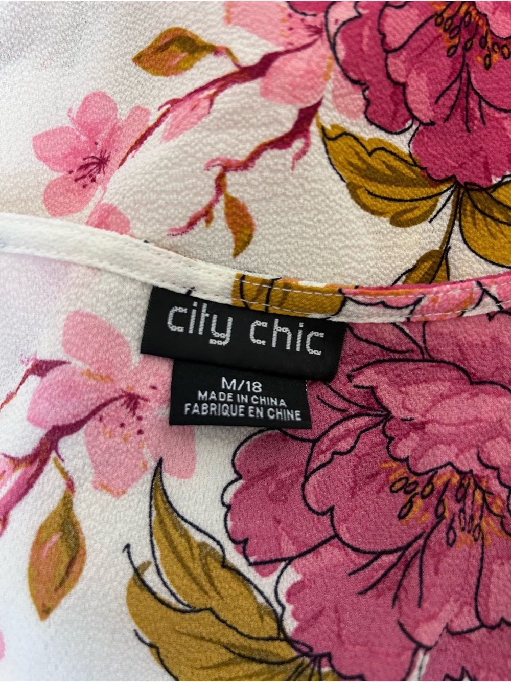 City Chic White Wrap Blouse with Pink Floral Print - Picture 5 of 6